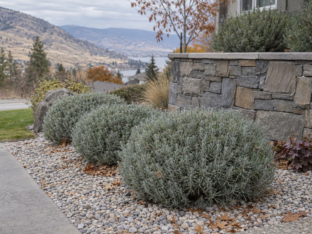 Lavender trimmed into neat mounds for winter in an Osoyoos garden